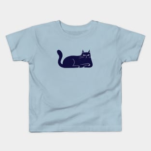 Moody blue cat not happy mood - facing right Kids T-Shirt